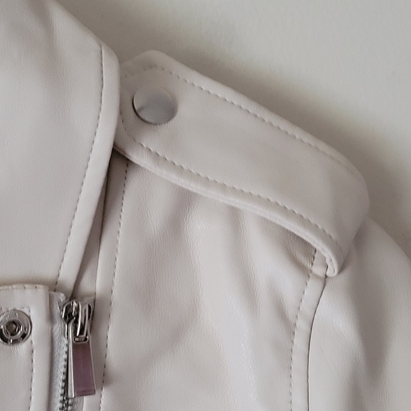Lulus Beige Vegan Leather Moto Jacket Small - Picture 8 of 10